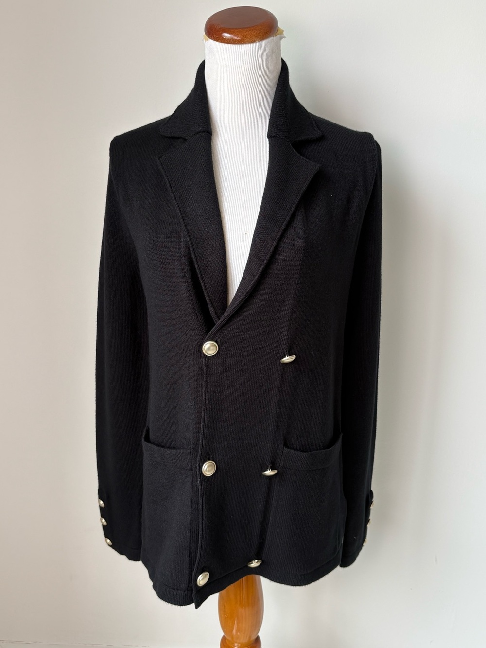 Splendid Black Hannah Sweater Blazer Cardigan Sz XS Cozy Double Breasted Buttons